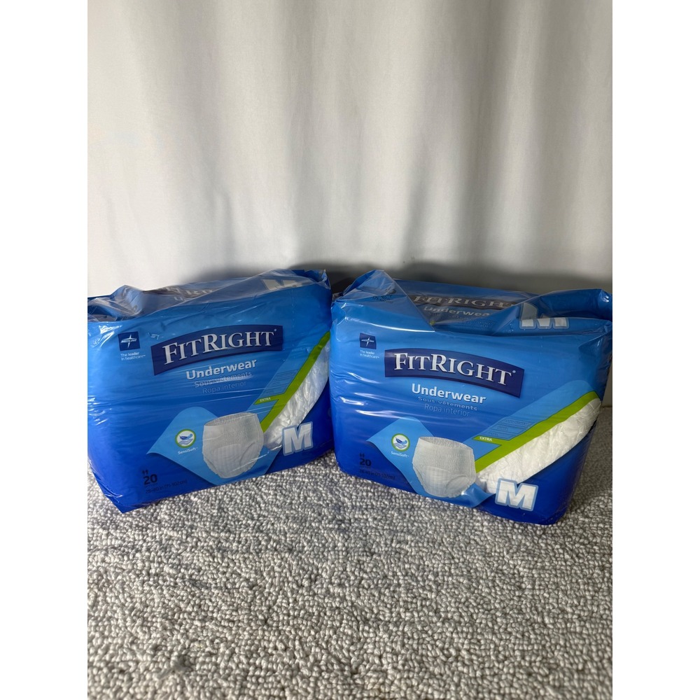 2 Pack Medline FitRight Extra Incontinence Underwear Medium 20ct MSC13005A‎